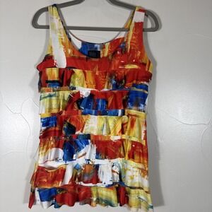 Mely‎ New York Women's Size M Sleeveless Tiered Ruffles Multicolor Shirt
